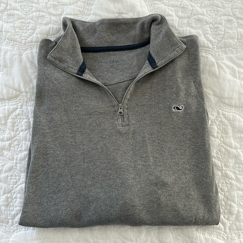 Vineyard Vines Gray Pima Cotton 1/4 Zip Pullover Men’s Medium M